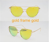 2017Future Fashion Cat Eye Sunglasses Women Brand Designer Metal Reflective Mirror Sun Glasses For Women Twin-Beams oculos Gafas