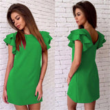 2017 Fashion Womens Summer Style Butterfly Sleeve Casual Dress Red Sexy Backless Beach Mini Party Club Dresses Plus Size