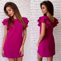 2017 Fashion Womens Summer Style Butterfly Sleeve Casual Dress Red Sexy Backless Beach Mini Party Club Dresses Plus Size