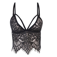 Hot Sexy Women Lace Top Tanks Spaghetti Strap Deep V Neck Floral Bralette Bralet Bra Crop Top Camis UnPadded Tops