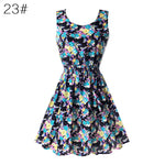 Fashion Sexy Women Dress Chiffon Sleeveless Sundress Beach Floral Tank Mini Summer Dresses