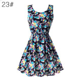 Fashion Sexy Women Dress Chiffon Sleeveless Sundress Beach Floral Tank Mini Summer Dresses