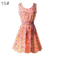 Fashion Sexy Women Dress Chiffon Sleeveless Sundress Beach Floral Tank Mini Summer Dresses