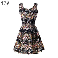 Fashion Sexy Women Dress Chiffon Sleeveless Sundress Beach Floral Tank Mini Summer Dresses