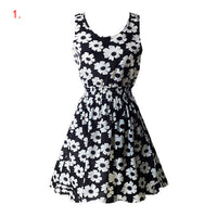 Fashion Sexy Women Dress Chiffon Sleeveless Sundress Beach Floral Tank Mini Summer Dresses