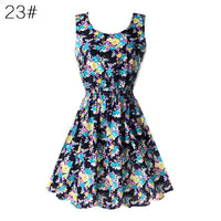 Fashion Sexy Women Dress Chiffon Sleeveless Sundress Beach Floral Tank Mini Summer Dresses