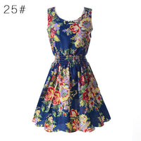 Fashion Sexy Women Dress Chiffon Sleeveless Sundress Beach Floral Tank Mini Summer Dresses