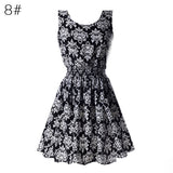 Fashion Sexy Women Dress Chiffon Sleeveless Sundress Beach Floral Tank Mini Summer Dresses