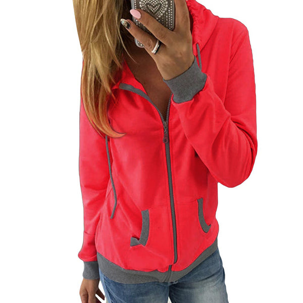 Women's christmas Winter Hoodie Sweatshirt Jumper Hooded Pullover Top zipper hooded long-sleeved coat 2017