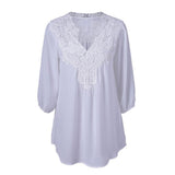 Summer Elegant Women Lace Blouses Floral Crochet Chiffon Shirt Ladies Shirts Top Femme Pullover Basic Wear Plus Size S-5XL