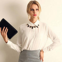 1PC Women Chiffon Blouse Long Sleeve Shirt Women Tops Office Lady Blusas Femininas Camisas Mujer Z231