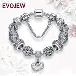 EVOJEW Antique Silver 925 Starfish Eiffel Tower Snowflake Crystal Heart Charm Beads Fit Original Bracelet Women DIY Jewelry Gift