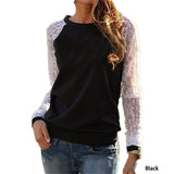 2017 Spring Women Casual Hoodies Sweatshirts Fashion Lace Patchwork Long Sleeve Sweatshirt O Neck Pullover Tops Sudaderas Mujer