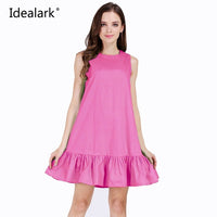 Idealark 100% cotton Sleeveless Sexy Ruffles Women Dress Summer Casual A Line Party beach dress Vestidos WC0589