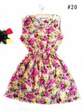 CDJLFH Summer Women Sexy Chiffon Dress Beach Floral Tank Fashion Dresses S M L XL XXL