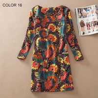 BONGOR LUSS Plus Size Women Clothing Spring Fashion Flower Print Women Dress Ladies Long Sleeve Casual Autumn Dresses Vestidos