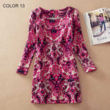 BONGOR LUSS Plus Size Women Clothing Spring Fashion Flower Print Women Dress Ladies Long Sleeve Casual Autumn Dresses Vestidos