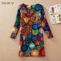 BONGOR LUSS Plus Size Women Clothing Spring Fashion Flower Print Women Dress Ladies Long Sleeve Casual Autumn Dresses Vestidos