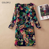 BONGOR LUSS Plus Size Women Clothing Spring Fashion Flower Print Women Dress Ladies Long Sleeve Casual Autumn Dresses Vestidos