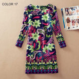 BONGOR LUSS Plus Size Women Clothing Spring Fashion Flower Print Women Dress Ladies Long Sleeve Casual Autumn Dresses Vestidos