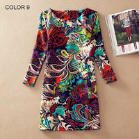 BONGOR LUSS Plus Size Women Clothing Spring Fashion Flower Print Women Dress Ladies Long Sleeve Casual Autumn Dresses Vestidos