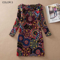 BONGOR LUSS Plus Size Women Clothing Spring Fashion Flower Print Women Dress Ladies Long Sleeve Casual Autumn Dresses Vestidos