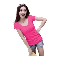 Female T Shirt Women Summer Short Shirts Solid O-Neck Casual Shirt Tops Plus Size S/M/L/XL/XXL Camiseta Feminina#B706