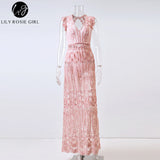 Sexy Hollow Out White Lace Dress Women Spring High Waist Sleeveless Backless Dress Elegant Christmas Maxi Long Dress Vestidos