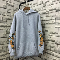 2017 New American Apparel Hooeded Sweatshirt Women Elegant Embroidery Flowers Long-sleeved Pullover Fashion High Quality Hoodies