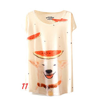 2017 T-shirt Fashion Summer Animal Cat Print Shirt O-Neck Short Sleeve T Shirt Women Tops