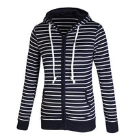 Women'S Fashion Hooded Stripes Casual Zipper Hoodies Pocket Women Sweatshirt Plus Size S-5XL LJ7847R