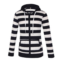 Women'S Fashion Hooded Stripes Casual Zipper Hoodies Pocket Women Sweatshirt Plus Size S-5XL LJ7847R