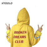 NYOOLO style Harajuku letters print autumn winter tops loose outerwear fleece pullovers hooded Sweatshirt women/men clothing