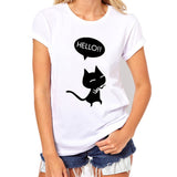 2017 Womens Brand Clothing Summer Women T Shirt Short Sleeve O-neck Casual Funny Black Cat Tops Tees Female Ladies T-Shirt