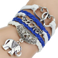 7 Colors 2017 New Fashion Leather Bracelets & Bangles Silver Owl Tree Love Bracelets for Women Men Hot Sale Fashion Jewelry