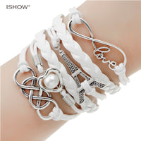 new fashion jewelry infinite double leather multilayer Charm  bracelet factory price for woman jewelry wholesale