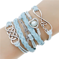 new fashion jewelry infinite double leather multilayer Charm  bracelet factory price for woman jewelry wholesale