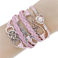 new fashion jewelry infinite double leather multilayer Charm  bracelet factory price for woman jewelry wholesale