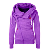 2017   Style Women Side Zipper Hooded Fleece Jacket Hoodies Sweatshirt