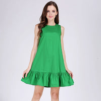 Idealark 100% cotton Sleeveless Sexy Ruffles Women Dress Summer Casual A Line Party beach dress Vestidos WC0589