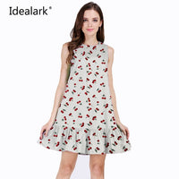 Idealark 100% cotton Sleeveless Sexy Ruffles Women Dress Summer Casual A Line Party beach dress Vestidos WC0589