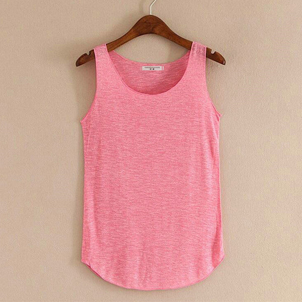 Spring Summer New Tank Tops Women Sleeveless Round Neck Loose T Shirt Ladies Vest Singlets