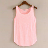 Spring Summer New Tank Tops Women Sleeveless Round Neck Loose T Shirt Ladies Vest Singlets