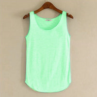 Spring Summer New Tank Tops Women Sleeveless Round Neck Loose T Shirt Ladies Vest Singlets