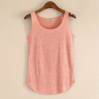 Spring Summer New Tank Tops Women Sleeveless Round Neck Loose T Shirt Ladies Vest Singlets