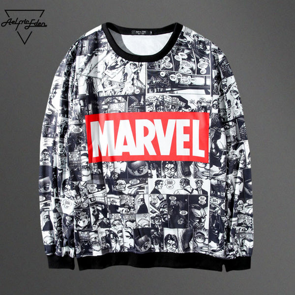 Marvel Printed Female Hoodie Sweatshirt Tracksuit Harajuku Adventure Time Black Sweatwear Women EXO Kpop BTS Anime Felpe Donna