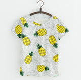 JKKUCOCO Hot Style Pineapple Print Tees Short Sleeve T-shirt Women t shirt Summer Cotton t-shirt Women Tops Causal t-shirts