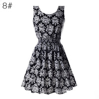 Oioninos Women Sexy Chiffon Dress Sleeveless Sundress Beach Floral Tank Mini Dresses Vestido