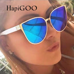 HapiGOO 2017 New Oversize Cat Eye Sunglasses Women Fashion Summer Style Big Size Frame Mirror Sun Glasses Female Oculos UV400