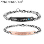 AZIZ BEKKAOUI DIY Her King His Queen Couple Bracelets with Crytal Stone Lover Crown Charm Bracelets For Women Men Drop Shipping